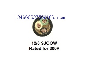 12AWG 3C SJOOW Bulk Electrical Wire 300V Water Oil Resistant Portable Cord