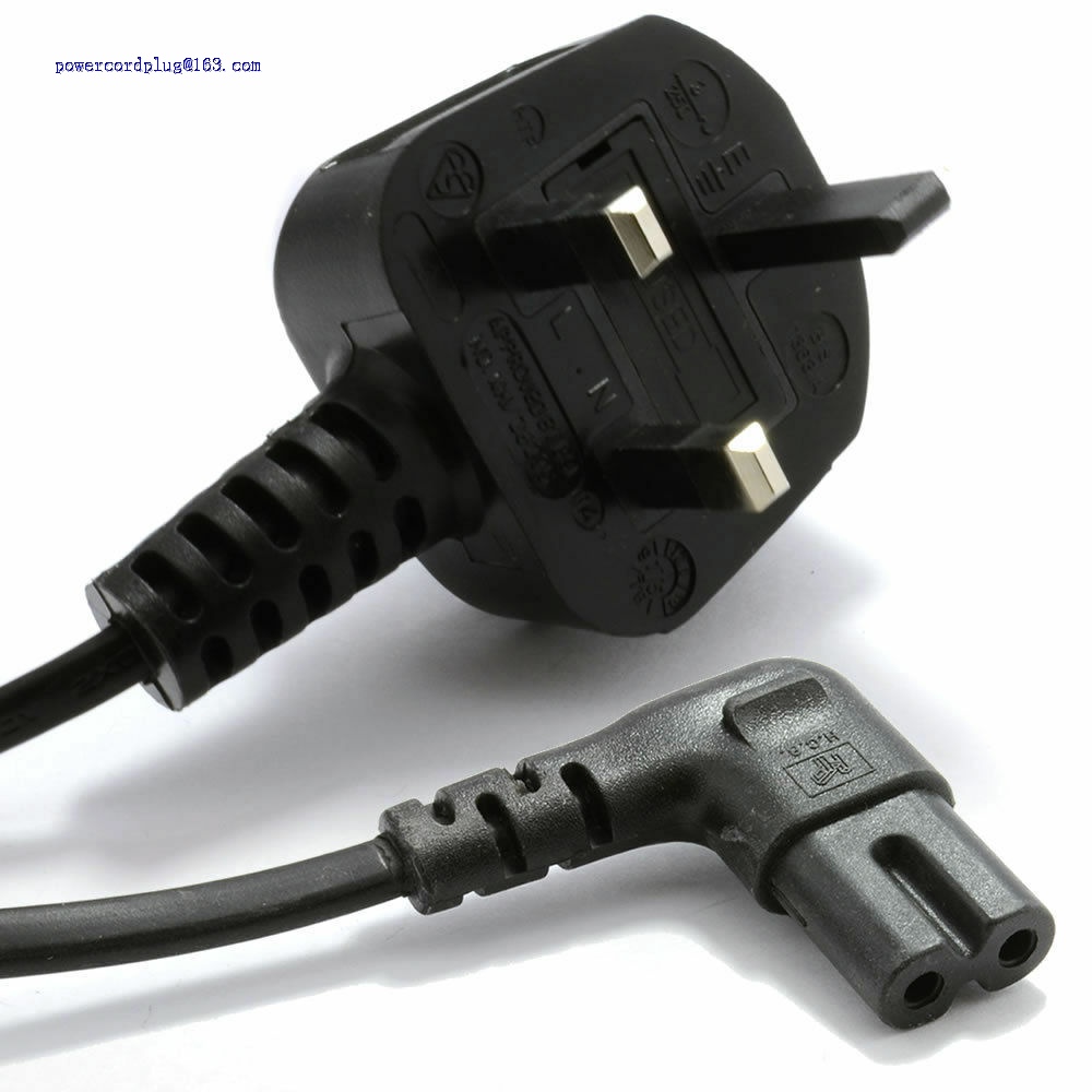 3m Right Angle Figure 8 Fig of 8 Lead Cable C7 to UK Plug Power Cord