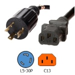 NEMA L5-30P to C13 Power Cords  14/3 SJT Cable 15A/125V