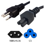 Brazil NBR14136 to IEC C5 Power Cords