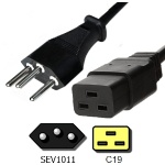 SEV1011 to C19 Power Cords Switzerland  Plug
