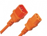 Orange Power Extension Cable IEC Kettle Male to Female UPS Lead C13 - C14