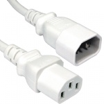 White Power Extension Cable IEC Kettle Male to Female UPS Lead C13 - C14