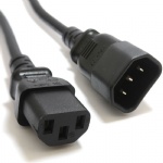 Black Power Extension Cable IEC Kettle Male to Female UPS Lead C13 - C14