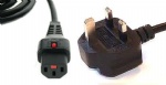 UK Mains  Fused Plug to IEC C13 Female Socket with Lock