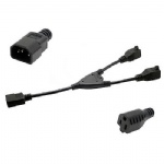 IEC 3Prong Male to 2X Nema 5-15R female short y split cable