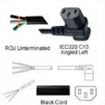 AC Power Cord ROJ to IEC 60320 C13 Left Angle Connector