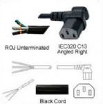 AC Power Cord ROJ to IEC 60320 C13 Right Angle Connector