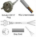 AC Power Cord Schuko Plug to ROJ H05VV-F3G1.0 Gra