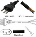 AC Power Cord Brazil Plug to ROJ H05VV-F3G1.5