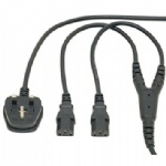 UK Plug to 2 x IEC Kettle Lead Power Cable Splitter