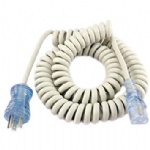 Hospital Grade 3 Prong U.S. Plug to IEC C13 8 Foot Coil Spring Cord