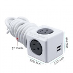 5ft Extension Cord Surge Protector Dual USB Port Electric Outlet PowerCube