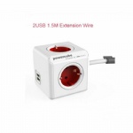 Power Cube Extension Socket EU Plug Cable 4 Outlets