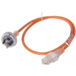 C13 10A IEC Clear Lock To Plug - Medical Orange Cable With Clear Plugs