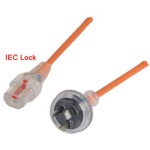 C13 10A IEC Clear Lock To Plug - Medical Orange Cable With Clear Plugs