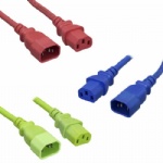 Red Blue Green Color-Coded Extension Power Cord C13/C14 18AWG 10A 250V