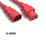 Red 8' Power Extension Cable C14 C15 14 AWG 15A