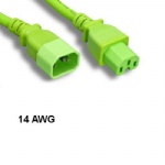 Green 6' Power Extension Cord C14 C15 14AWG 15A for Server Router Network