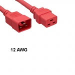 Red 2 Feet Extension Power Cable C19 to C20 12 AWG 20A for Server Network