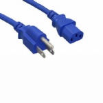 Blue 6Ft US 3 Pin AC Power Cord Cable NEMA5-15P IEC320 C13