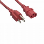 Red 3 Ft US 3 Pin AC Power Cord Cable NEMA5-15P/IEC320 C13 18AWG 10A 125V
