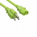 Green 4Ft US 3Pin AC Power Cord Cable NEMA5-15P/IEC320 C13 18AWG 10A 125V