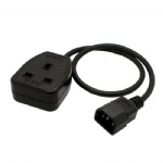 Power cable IEC C14 Male plug to UK 13A Female Socket BS1363